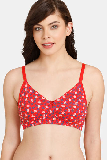 Buy Rosaline Everyday Double Layered Non Wired 3/4th Coverage T-Shirt Bra - Poppy Red